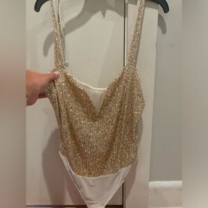 Free people gold sequin body suit brand new with tags